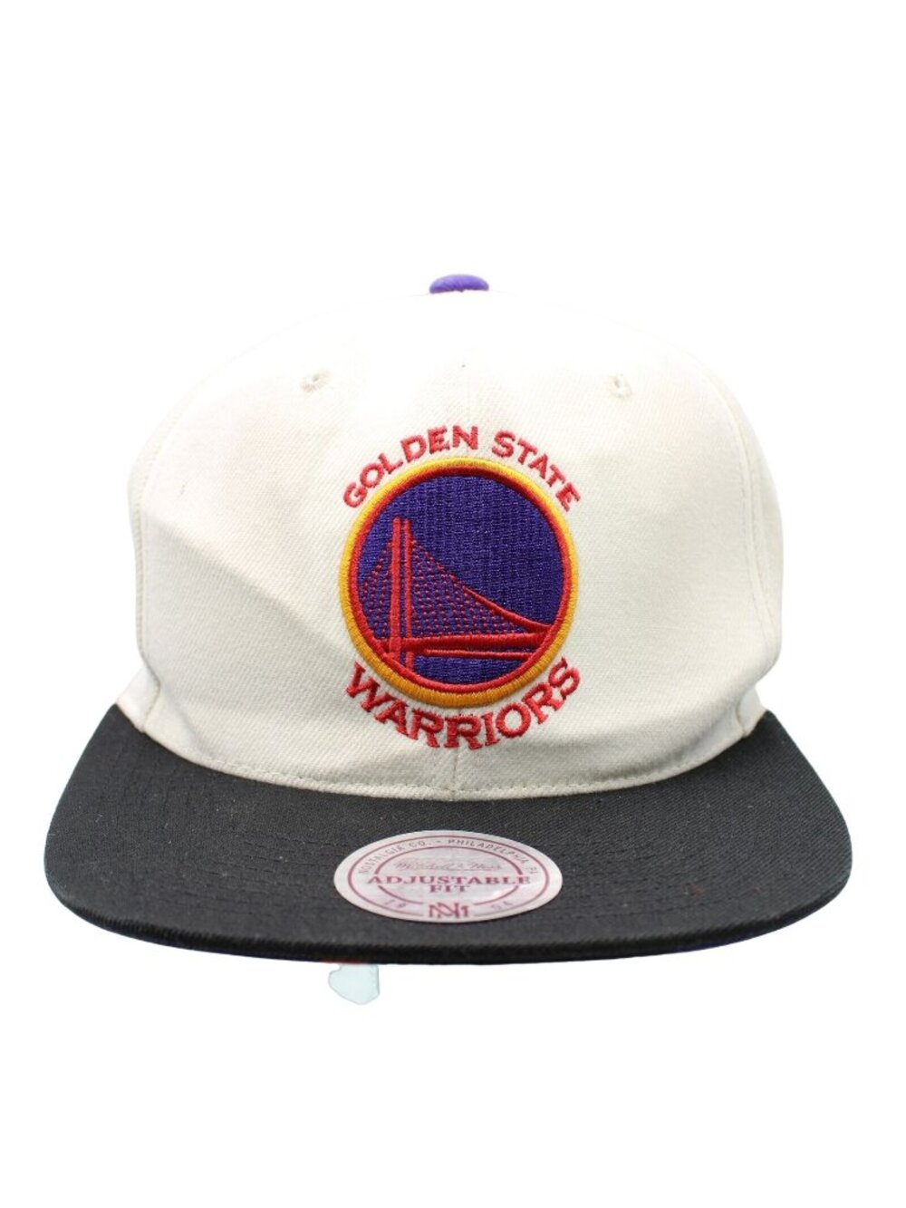 Golden State Warriors Mitchell Ness NBA White Black Art Bill Snapback Hat Cap